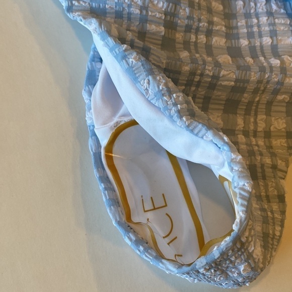 L*Space Rizzo seersucker blue and green and white swim suit xsmall - Picture 9 of 10